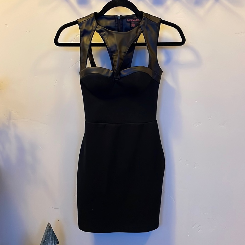 NWOT Material girl mini bodycon black bondage dress